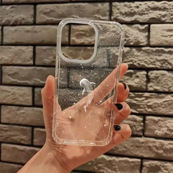 Apple iPhone 16 Pro/Max Clear Glitter Dolphi phone case - Picture 3 of 6